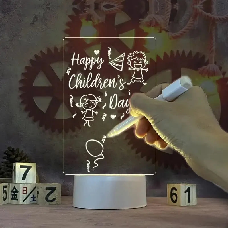 Note Board Creative LED Night Light – USB Message Board with Erasable Marker, Perfect for Families and Friends
