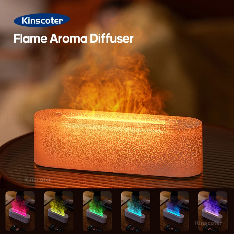 KINSCOTER RGB Flame Aroma Diffuser – Ultrasonic Cool Mist Humidifier with LED Fire Effect for Essential Oils