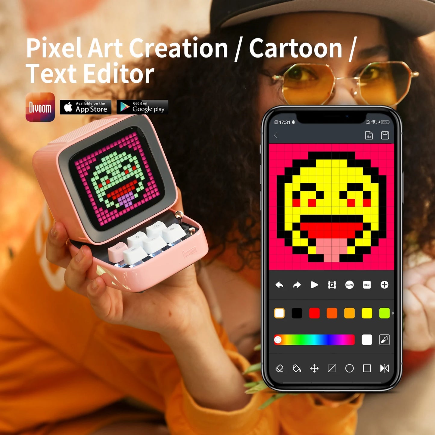 Divoom Ditoo-Pro – Mini Retro Pixel Art Bluetooth Speaker with DIY LED Display and Smart Entertainment Features