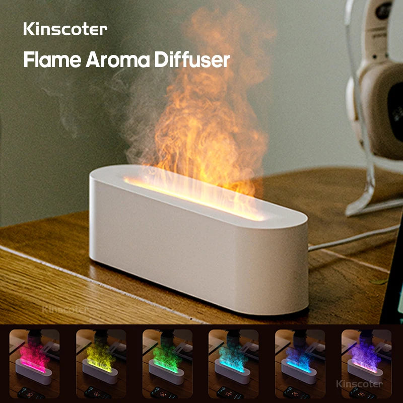 KINSCOTER RGB Flame Aroma Diffuser – Ultrasonic Cool Mist Humidifier with LED Fire Effect for Essential Oils