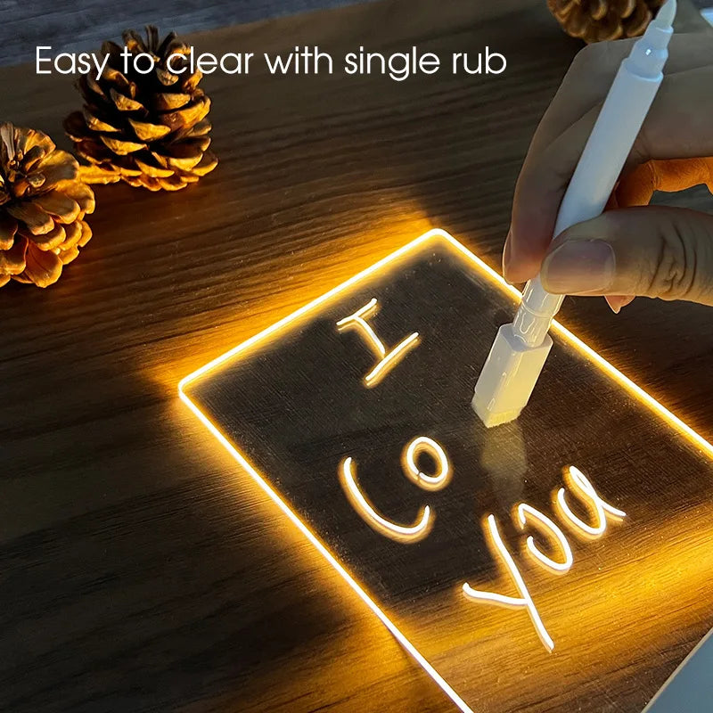 Note Board Creative LED Night Light – USB Message Board with Erasable Marker, Perfect for Families and Friends
