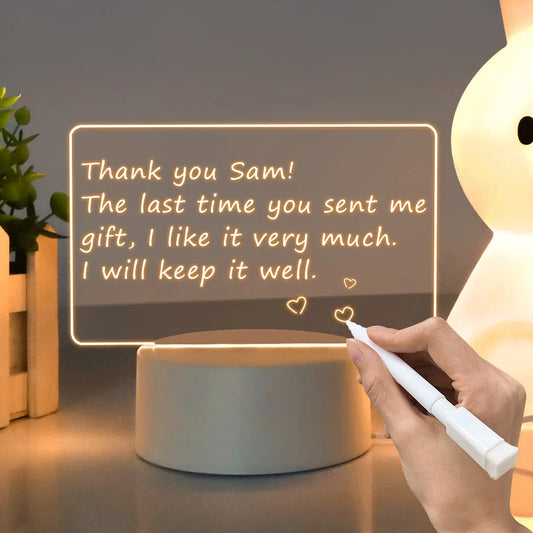 Note Board Creative LED Night Light – USB Message Board with Erasable Marker, Perfect for Families and Friends